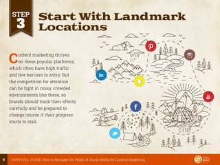 8 SURVIVAL GUIDE: How to Navigate the Wilds of Social Media for Content Marketing
STEP
3
Start With Landmark
Locations
Con...