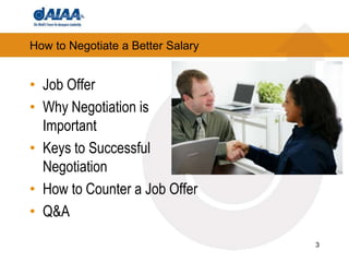 3How to Negotiate a Better SalaryJob OfferWhy Negotiation is ImportantKeys to Successful NegotiationHow to Counter a Job OfferQ&A