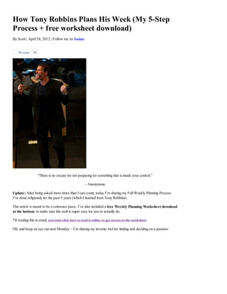 Tony Robbins Worksheet.pdf How tony robbins plans his week (my 5 step process + free worksheet ...