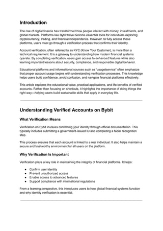 How to Obtain and Use a Verified Bybit Account for Financial Growth and ...