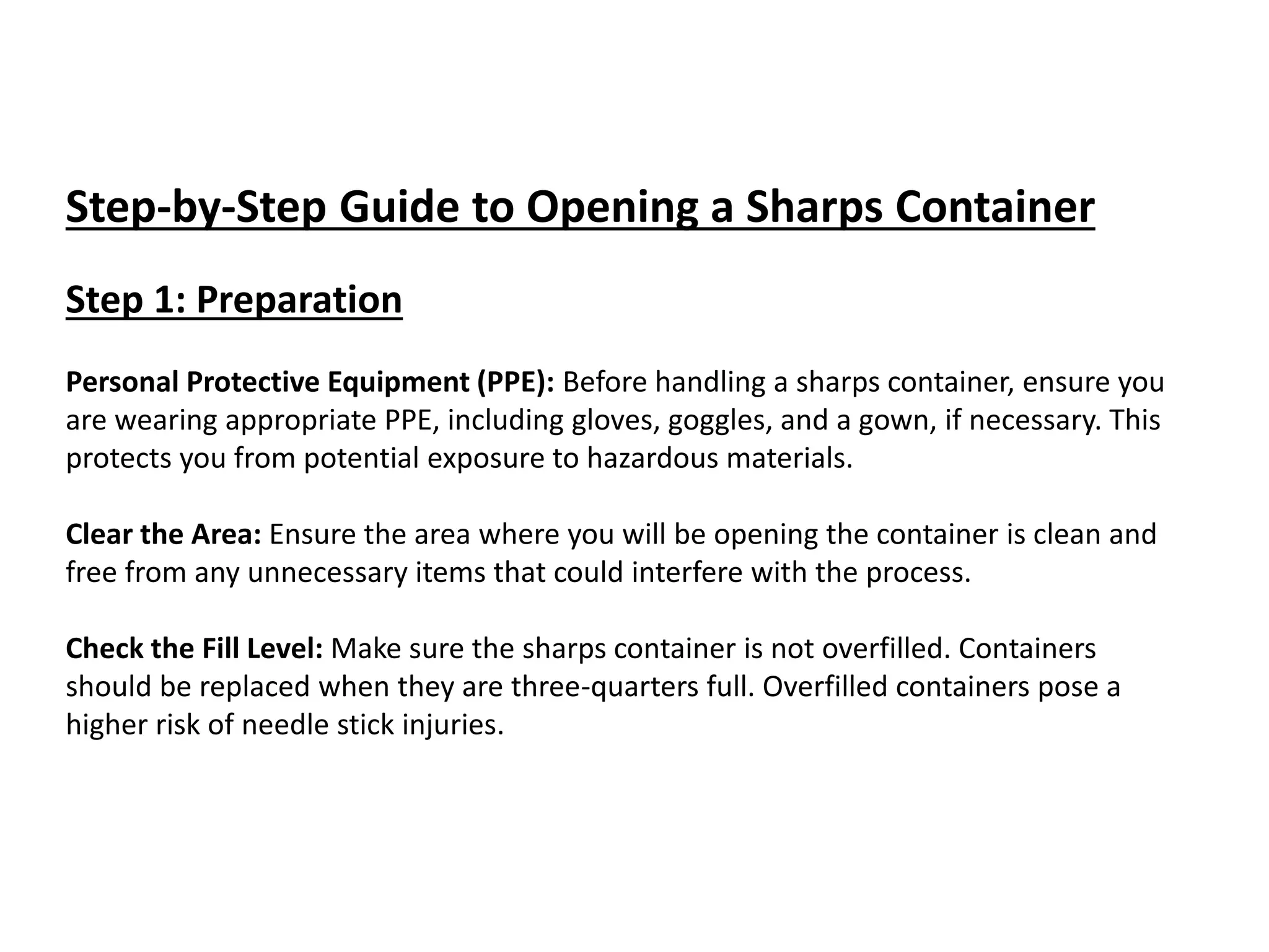 Step-by-Step Guide to Opening a Sharps Container | PDF