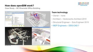 Team technology Owner – none Architect – Vectorworks Architect 2010 Structural Engineer – Scia Engineer 2010 MEP Engineers – DDS-CAD 7 How does openBIM work? Case Study – DC Riverside Office Building www.dds-cad.net 