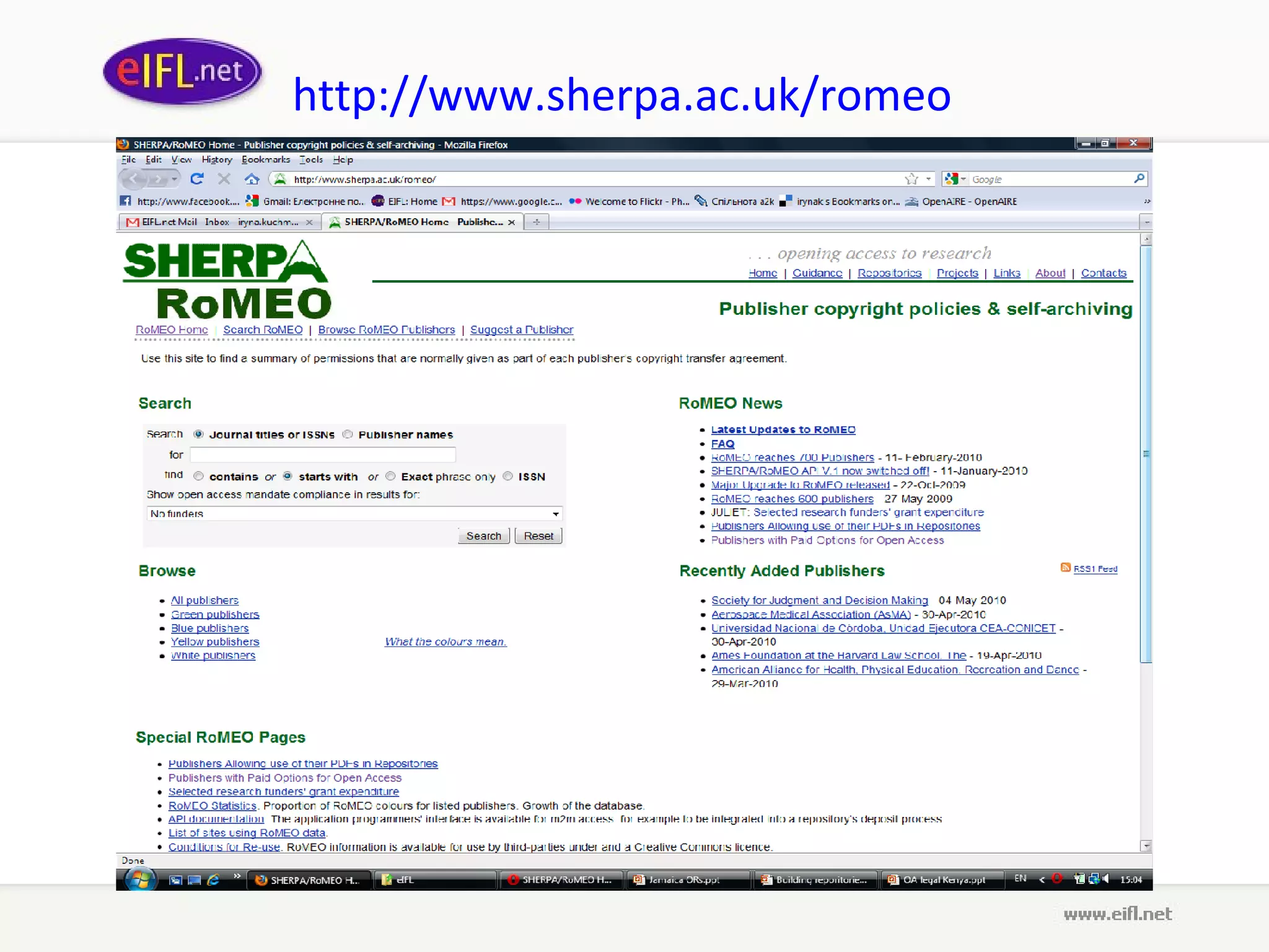 http://www.sherpa.ac.uk/romeo
 