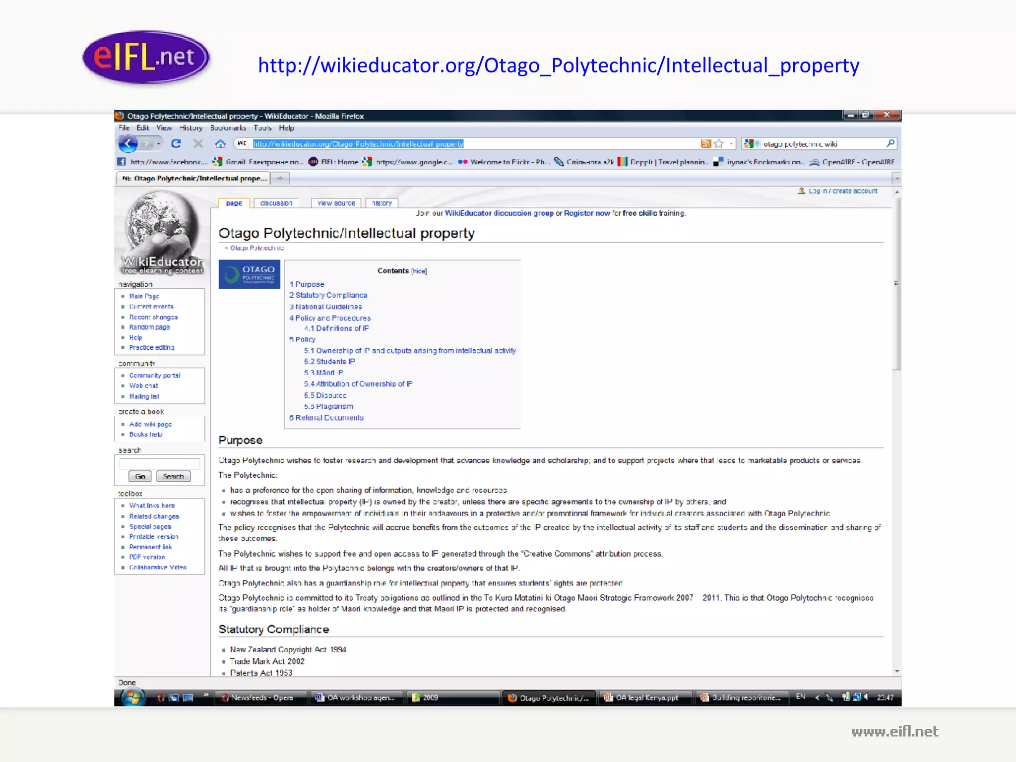 http://wikieducator.org/Otago_Polytechnic/Intellectual_property
 