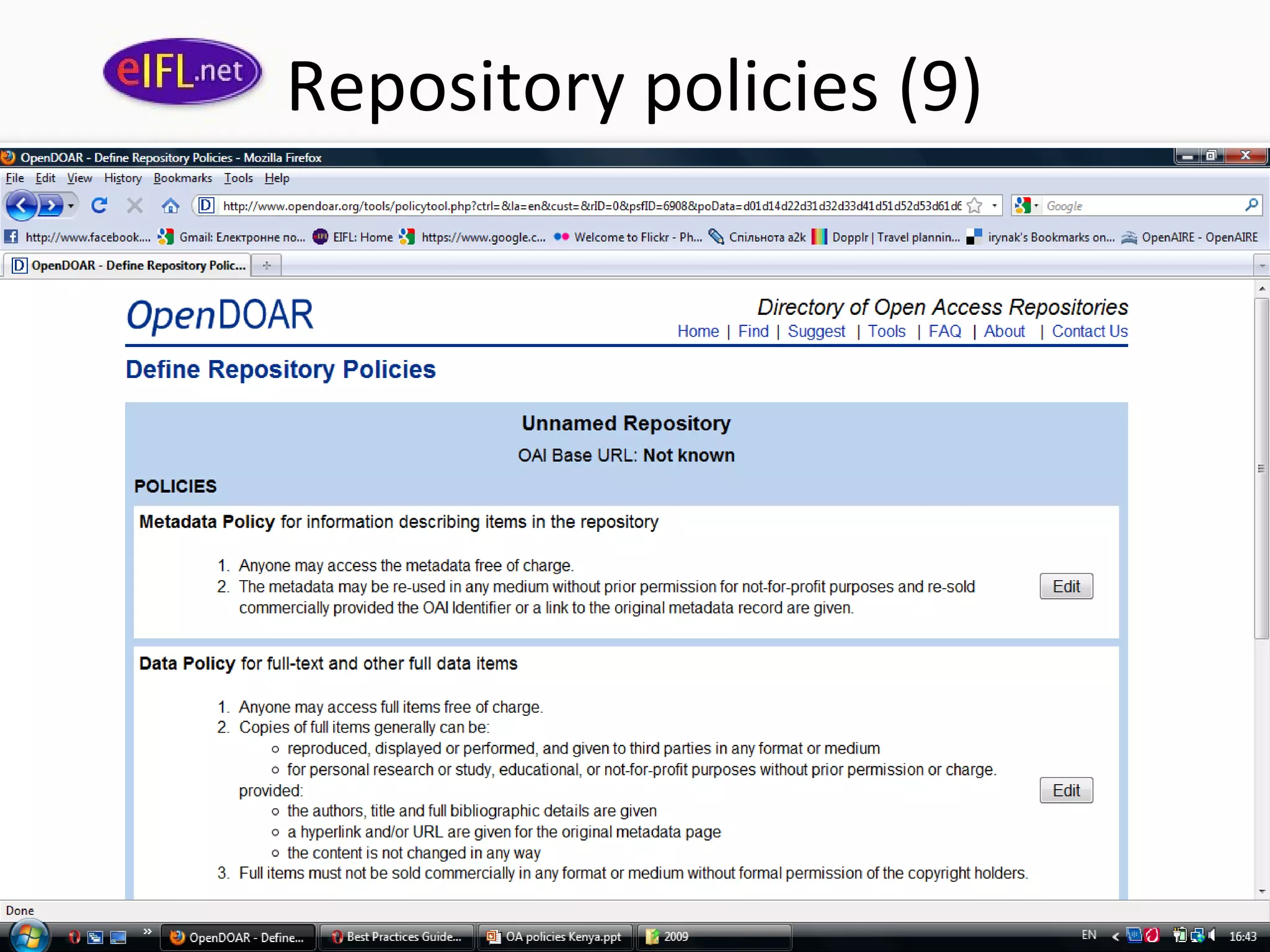 Repository policies (9)
 