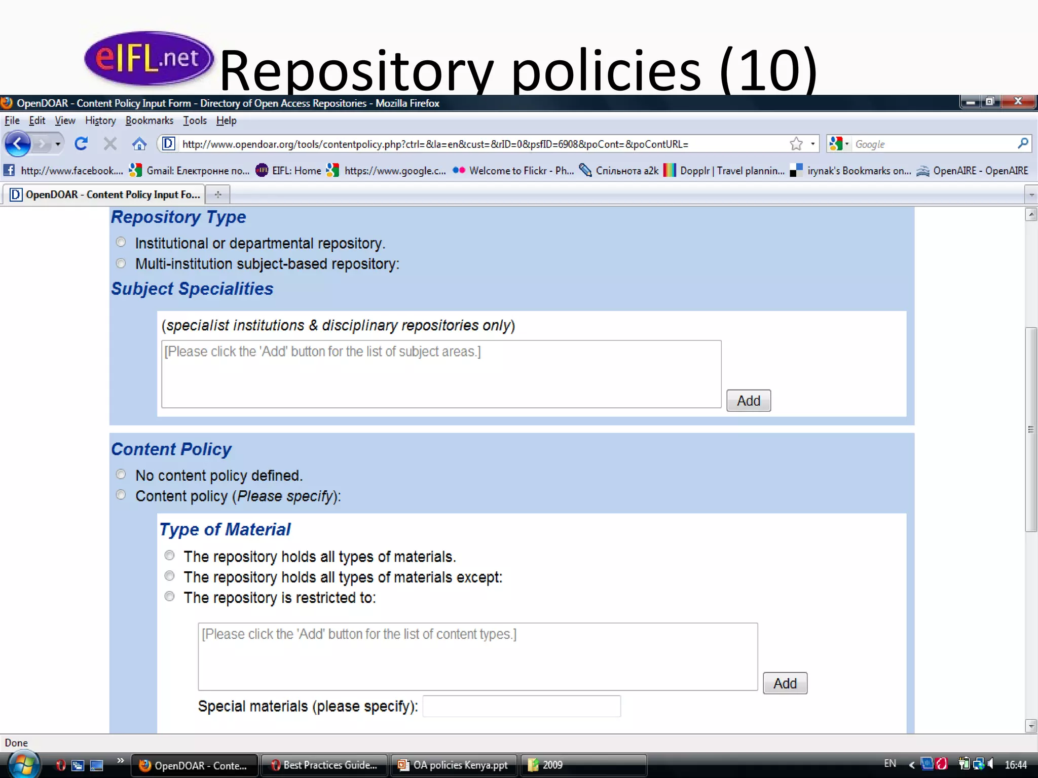 Repository policies (10)
 
