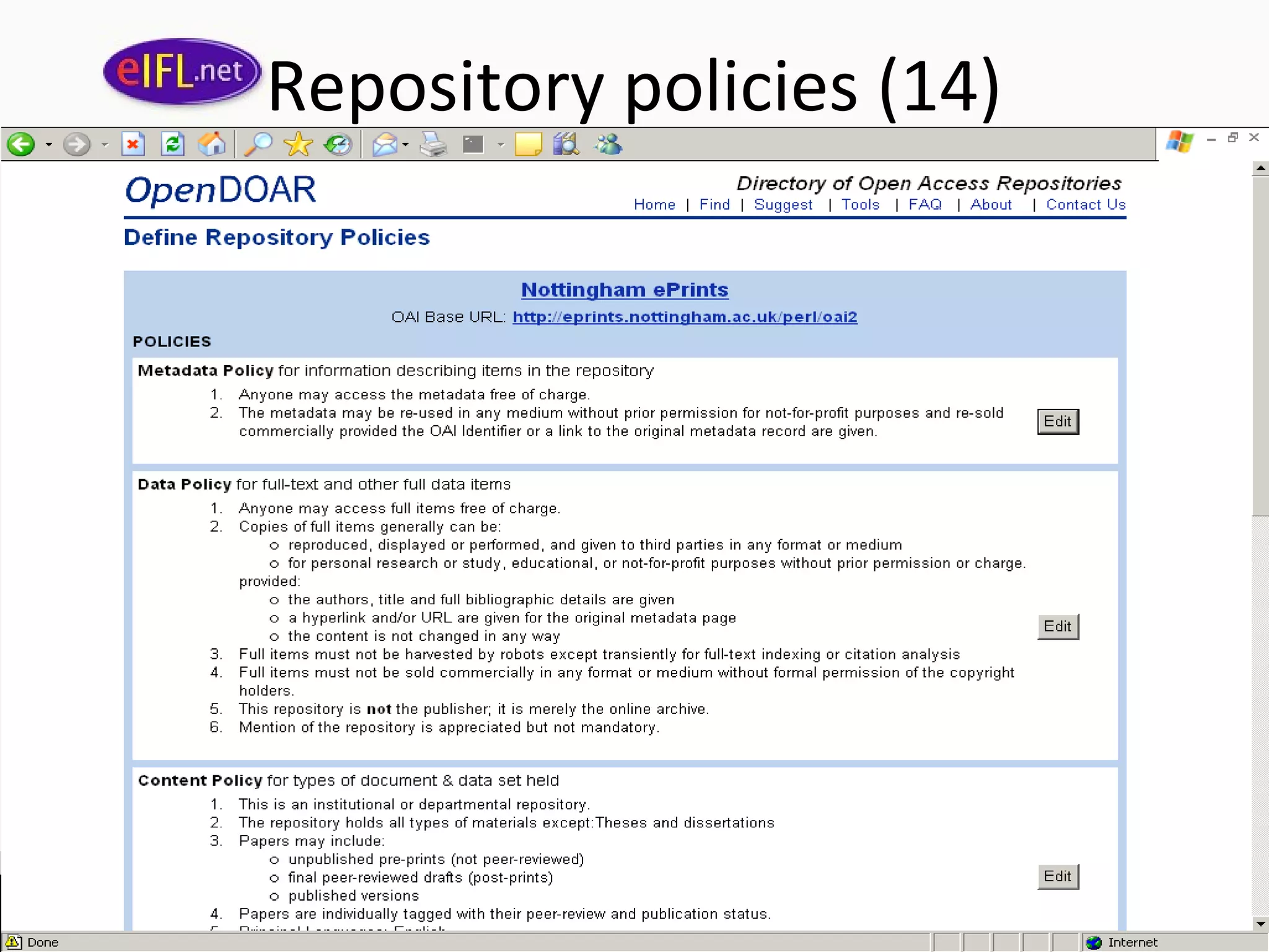 Repository policies (14)
 