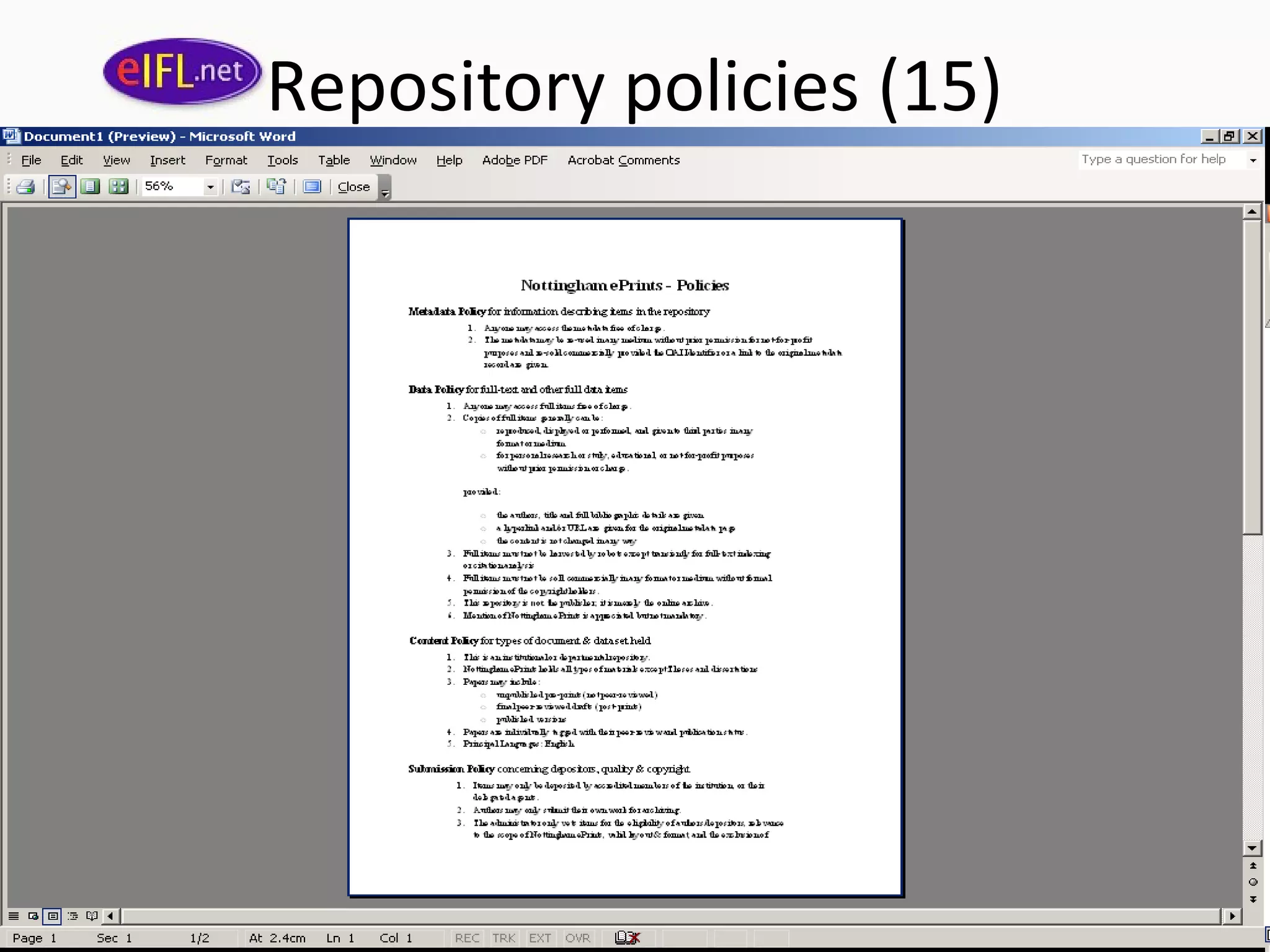 Repository policies (15)
 