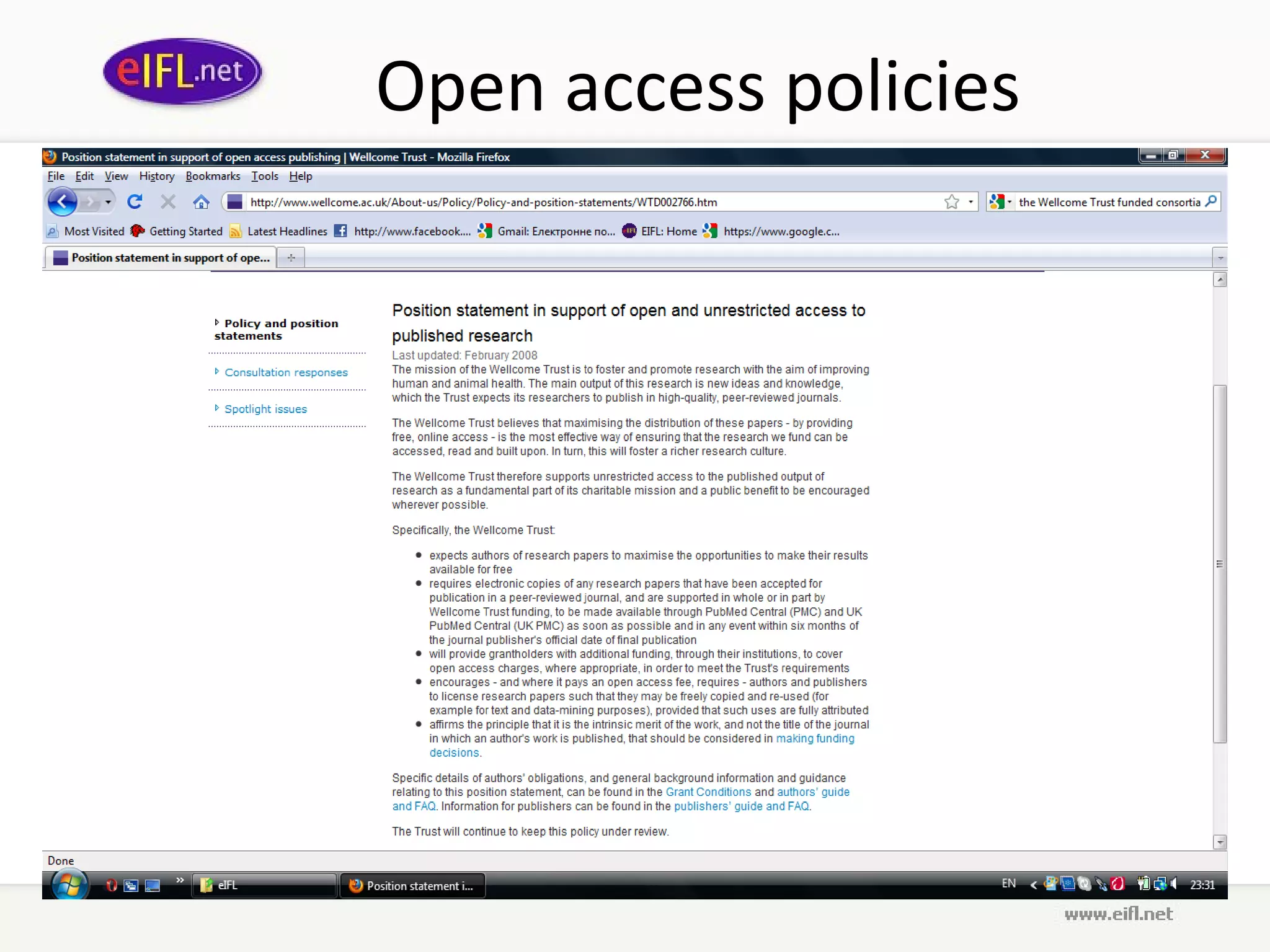 Open access policies
 