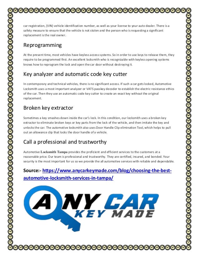 How To Open The Car Door When The Keys Lost Locksmith Tampa