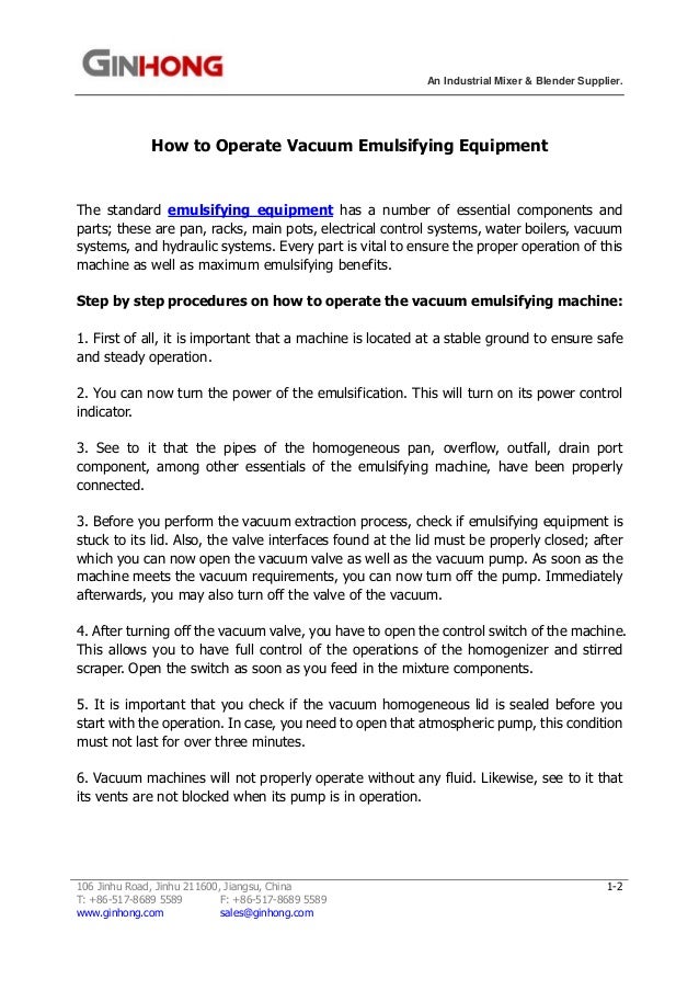 How to operate vacuum emulsifying equipment