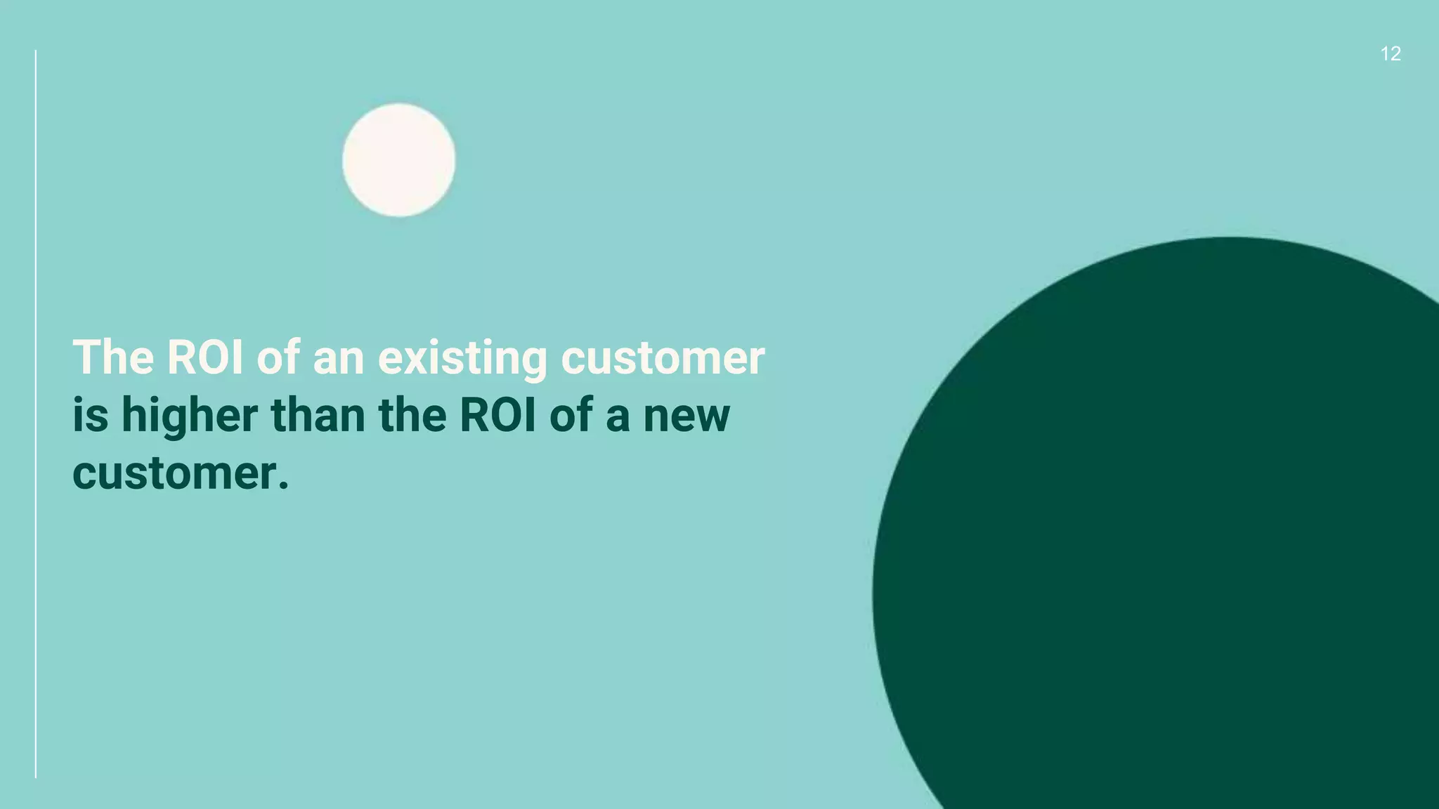 12
The ROI of an existing customer
is higher than the ROI of a new
customer.
 