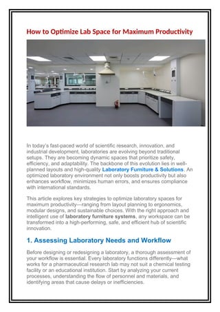 Lab Testing Prioritizing How to Optimize Lab Space for Maximum Productivity.docx