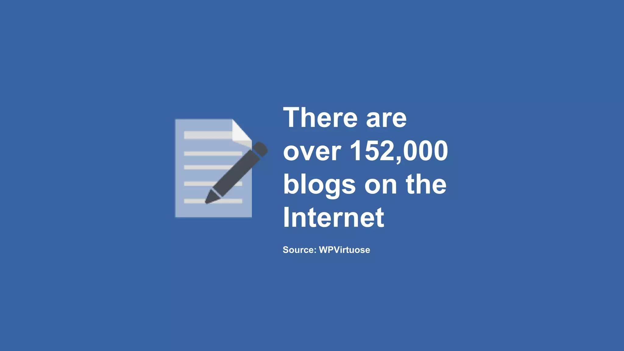 There are
over 152,000
blogs on the
Internet
Source: WPVirtuose
 