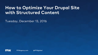 FFWagency.com @FFWglobal
How to Optimize Your Drupal Site
with Structured Content
Tuesday, December 13, 2016
 