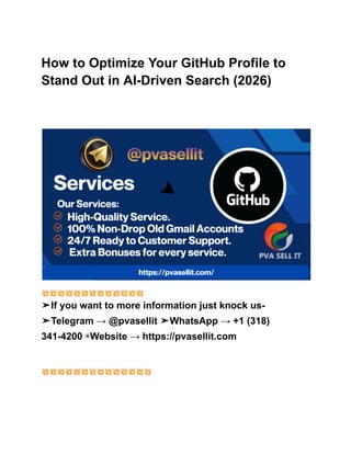 How to Optimize Your GitHub Profile to Stand Out in AI-Driven Search ...