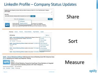 LinkedIn Profile – Company Status Updates

                                        Share



                                         Sort


                                        Measure
Page 16                  Confidential
 