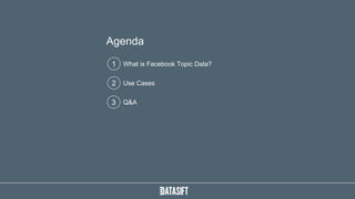 What is Facebook Topic Data?
Agenda
1
Use Cases2
Q&A3
 