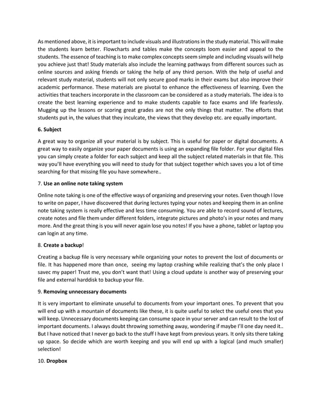 HOW TO ORGANIZE STUDY MATERIALS docx