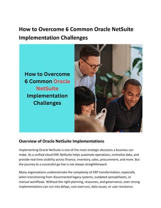 How to Overcome 6 Common Oracle NetSuite Implementation Challenges | PDF