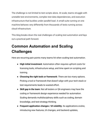 How to Overcome Automation and Scaling Challenges in Software Testing | PDF