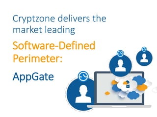 Industry experts agree
Legacy, perimeter-based security
models are ineffective against
attacks. Security and risk pros
must make security ubiquitous
throughout the ecosystem.”
“
Through the end of 2017, at
least 10% of enterprise
organizations (up from less
than 1% today) will leverage
software-defined perimeter
technology… by 2021, 60% of
enterprises will phase out
network VPNs for digital
business communications in
favor of software-defined
perimeters, up from less than
1% in 2016”
SDP enables organizations to
provide people-centric,
manageable, secure and agile
access to networked systems.”
“
“
 