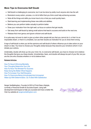 How to overcome self doubt | PDF | Career Advice | Careers