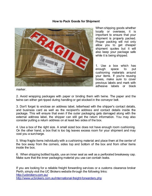 How to Pack Goods for Shipment