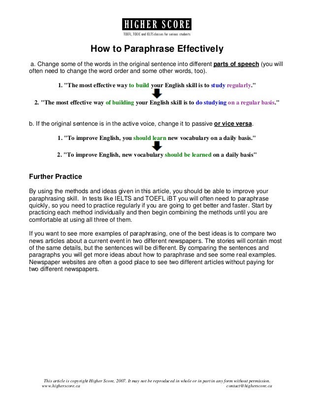 how to paraphrase effectively paraphrased paragraph