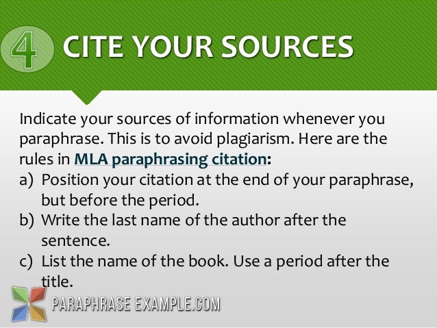 mla paraphrasing example