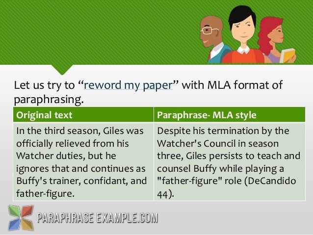 mla paraphrasing format