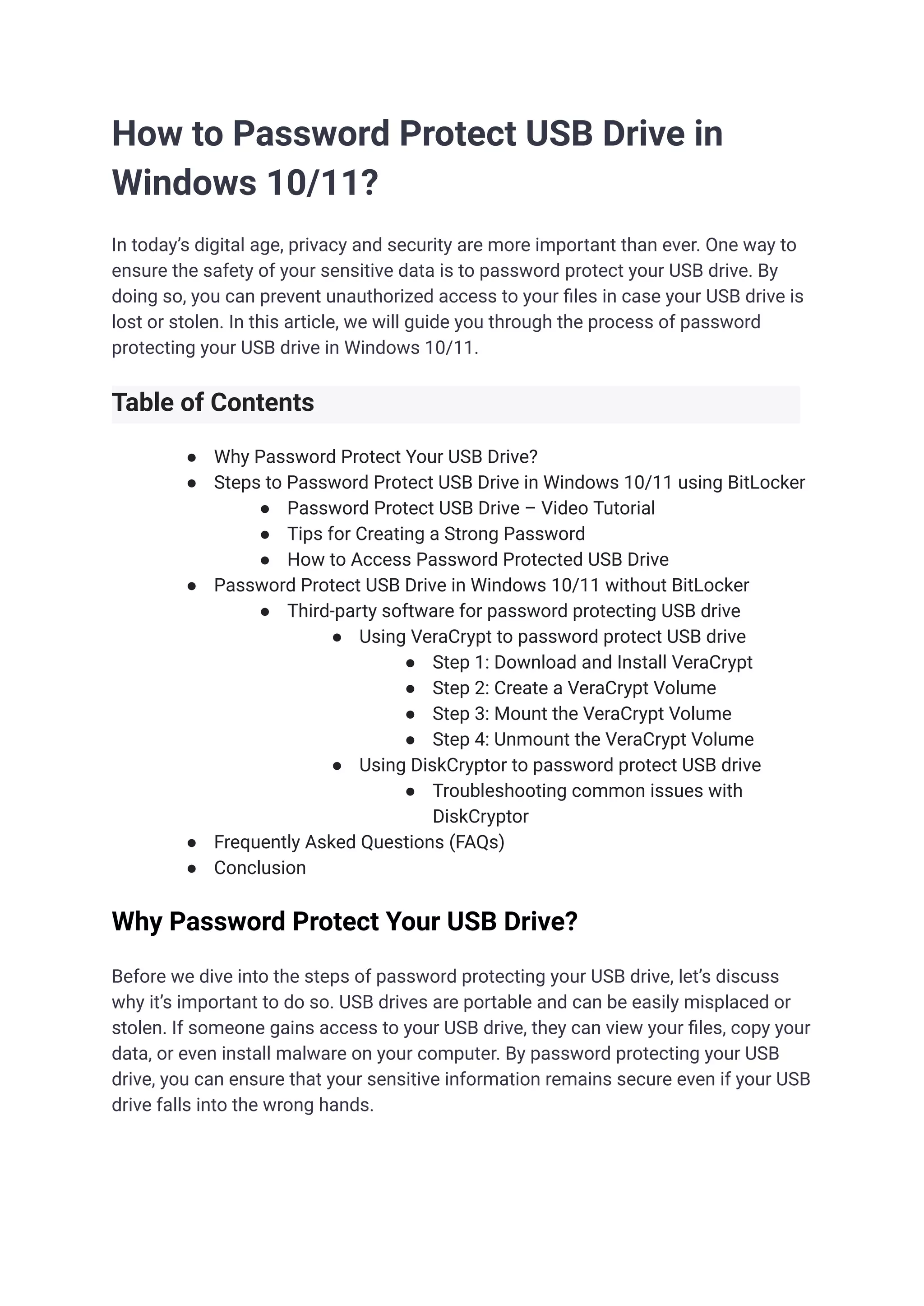 How to Password Protect USB Drive in Windows 10 & 11 | PDF
