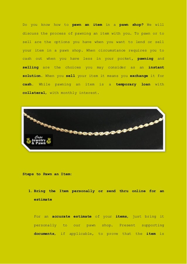 How to Pawn an Item in a Pawn Shop