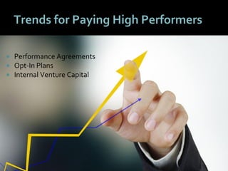 4545
Trends for Paying High Performers
 Performance Agreements
 Opt-In Plans
 Internal Venture Capital
 