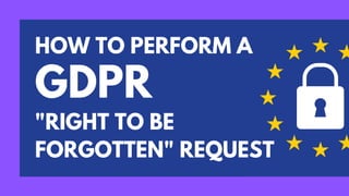 HOW TO PERFORM A
GDPR
"RIGHT TO BE
FORGOTTEN" REQUEST
 