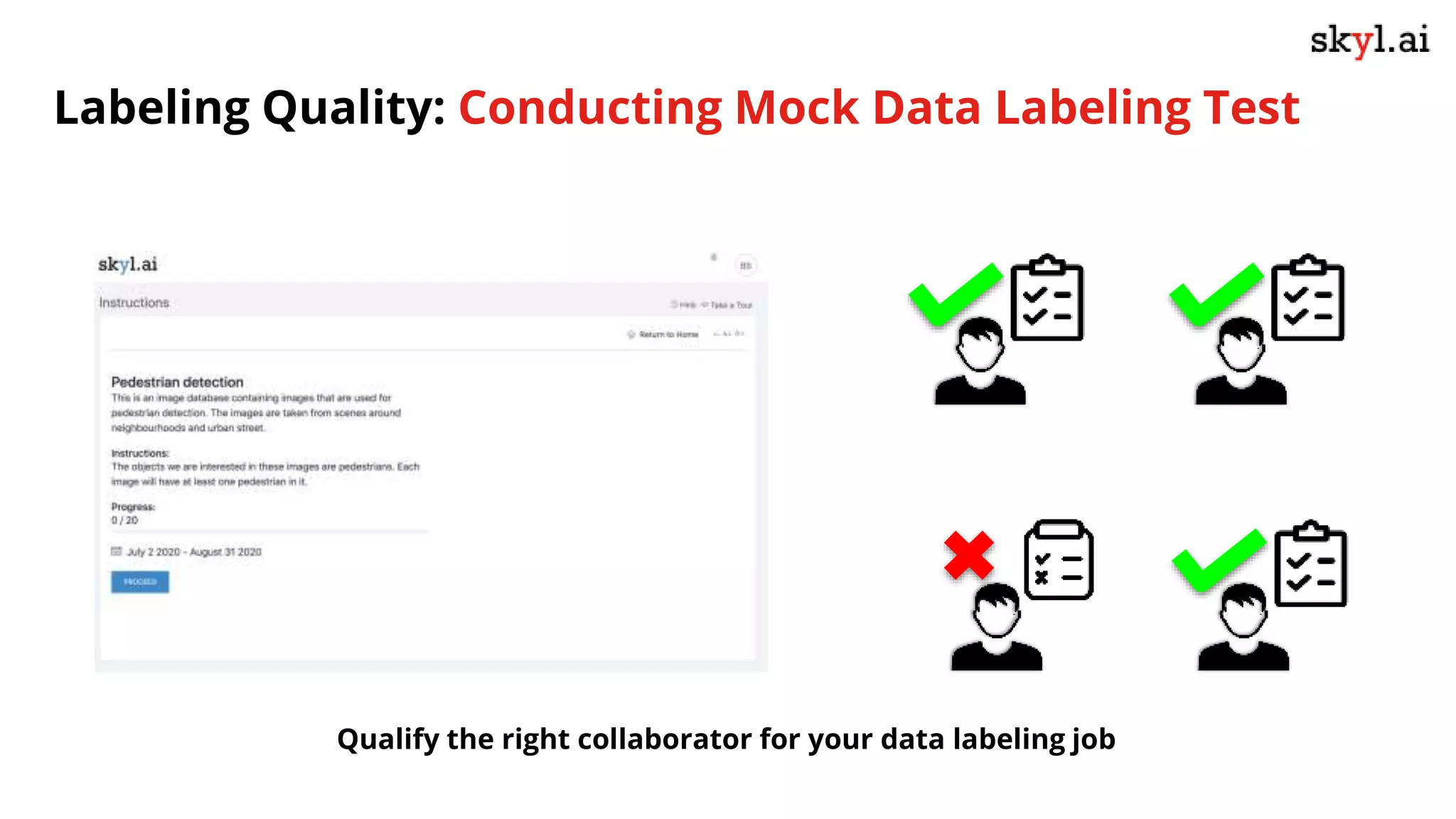 Labeling Quality: Conducting Mock Data Labeling Test
Qualify the right collaborator for your data labeling job
 