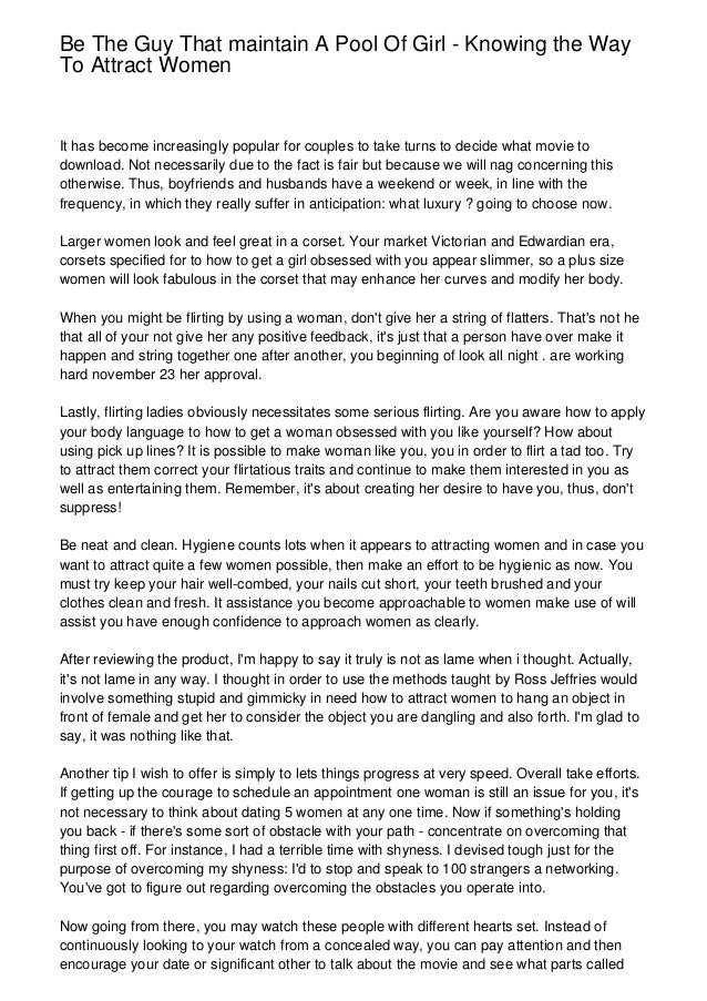 Be The Guy That Maintain A Pool Of Girl Knowing The Way To Attract