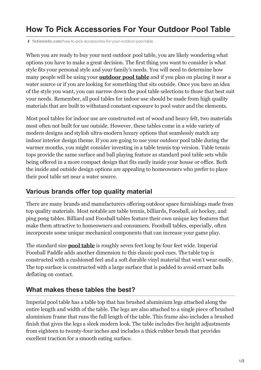 How to pick accessories for your outdoor pool table