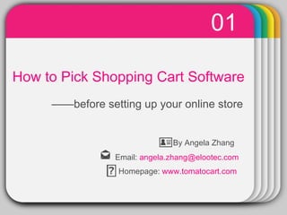 WINTER Template How to Pick  Shopping Cart  Software —— before setting up your online store   01 By Angela Zhang  Email:  [email_address] Homepage:  www.tomatocart.com   