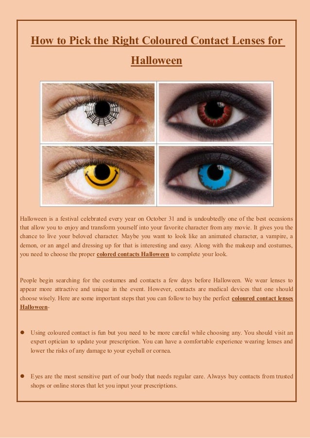 How To Pick The Right Coloured Contact Lenses For Halloween How To Pick The Right Coloured Contact Lenses For Halloween