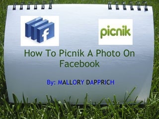 How To Picnik A Photo On Facebook     By:   M A L L O R Y   D A P P R I C H 