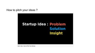 How to pitch your ideas ?
 