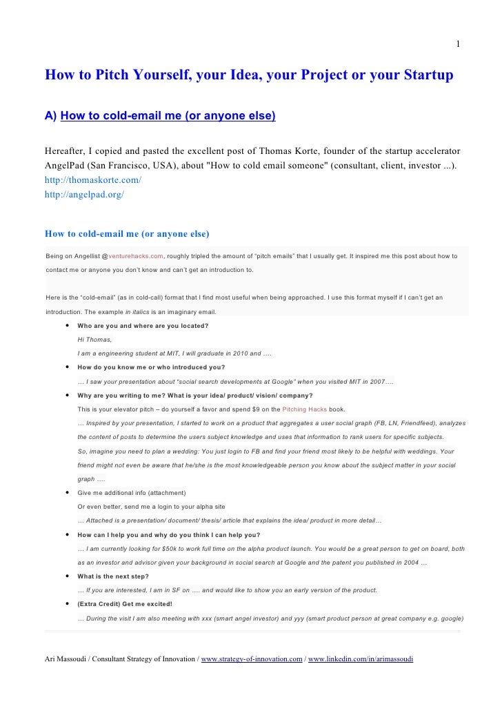 How to pitch yourself, your idea, your project or your startup