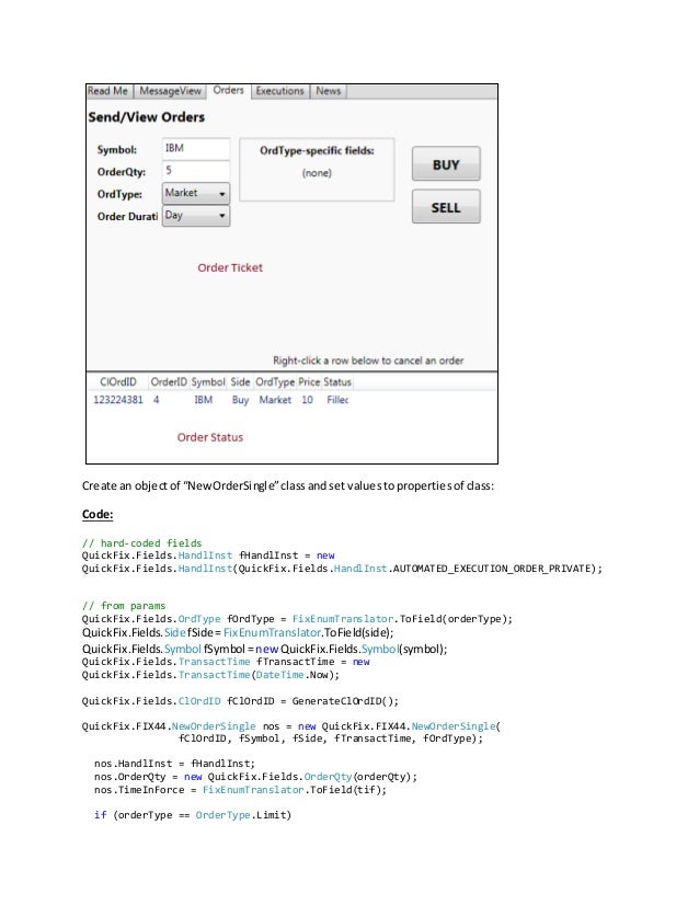 How to place orders through FIX Message