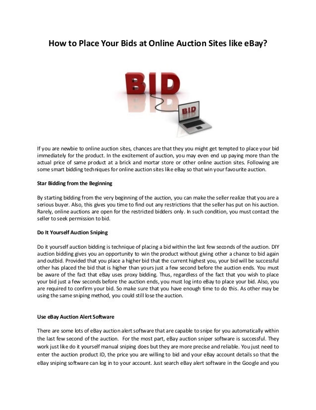 How to Place Your Bids at Online Auction Sites like eBay?