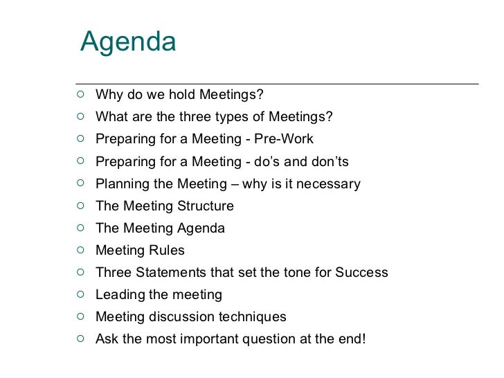 how to plan and lead a meeting for maximum results meeting agenda structure