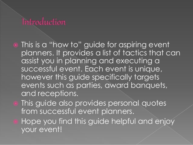 How do you plan an event?