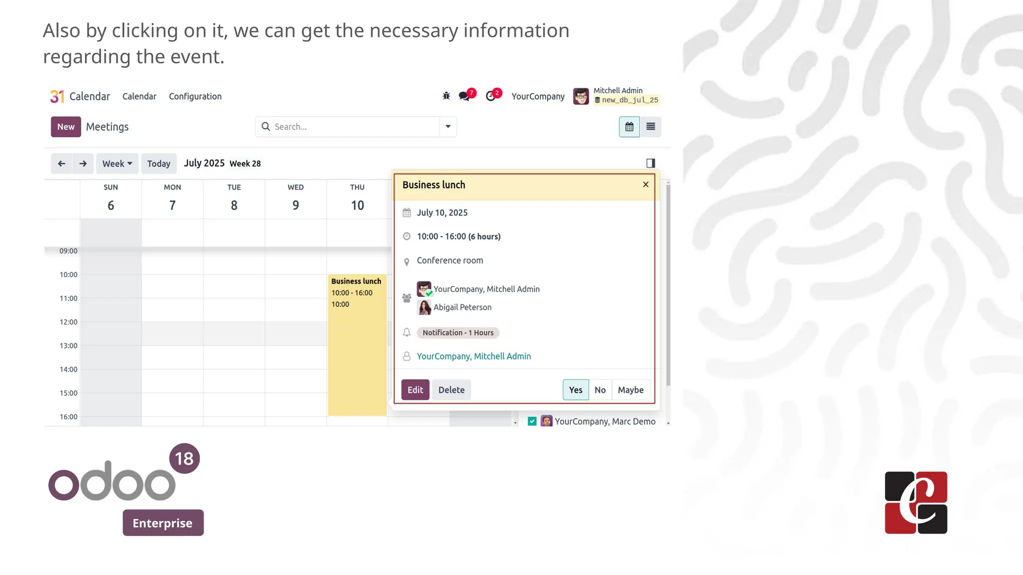Enterprise
Also by clicking on it, we can get the necessary information
regarding the event.
 