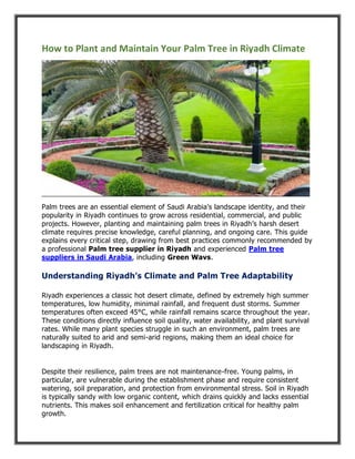 Palm Tree Rent Riyadh How to Plant and Maintain Your Palm Tree in Riyadh Climate.pdf