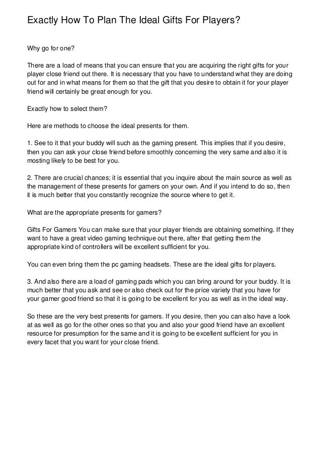 Exactly How To Plan The Ideal Gifts For Players Exactly How To Plan The Ideal Gifts For Players